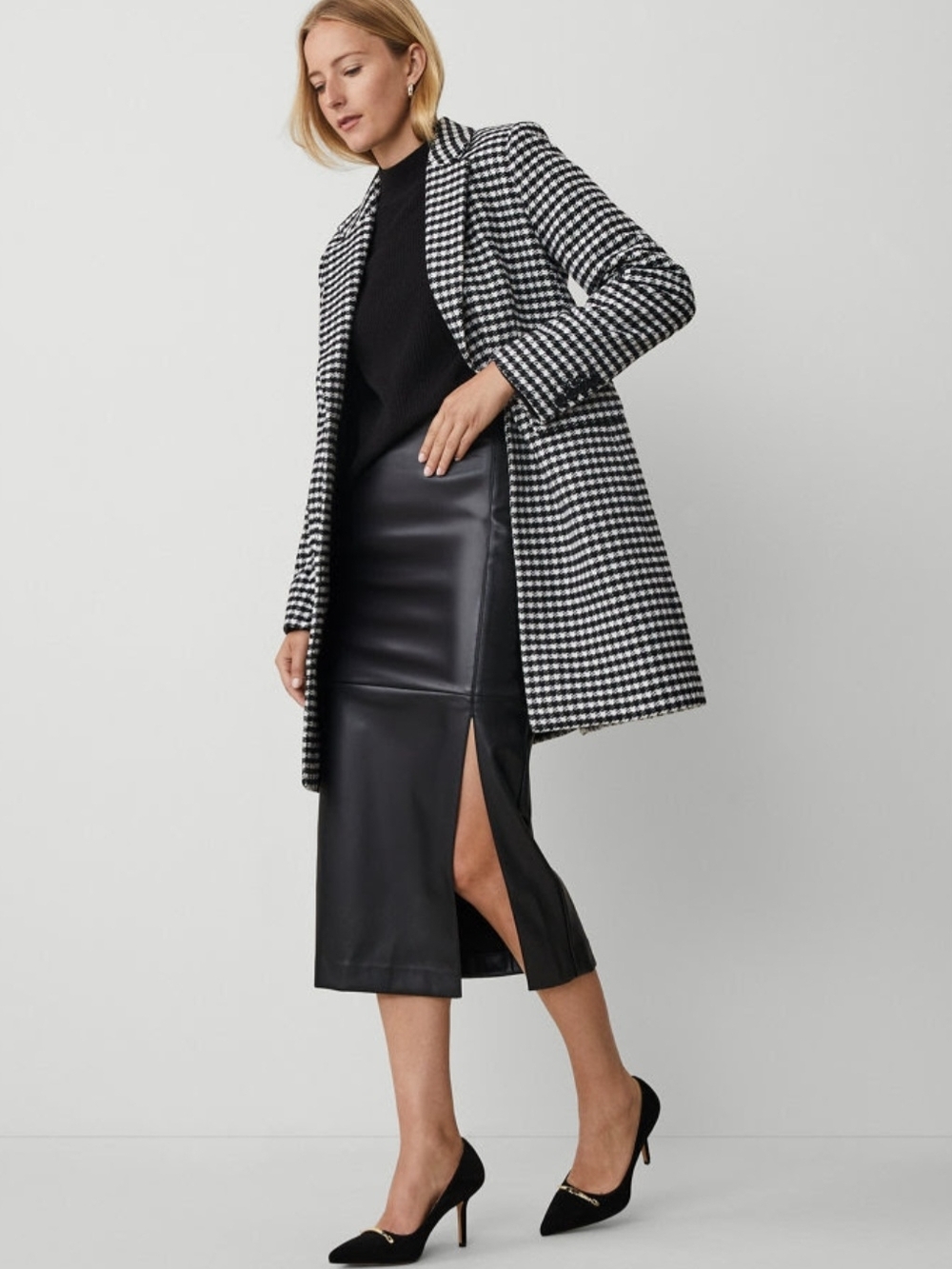 NWT! Ann Taylor Petite Faux Leather Slit Midi Pencil With Side Slit